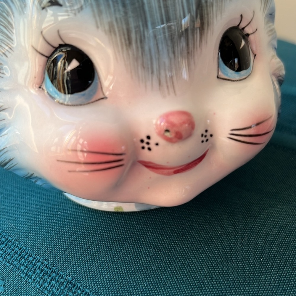 Vintage Lefton Miss Priss Cat‎ Sugar Bowl 1508 Anthropomorphic Kitty Head… - Picture 2 of 12